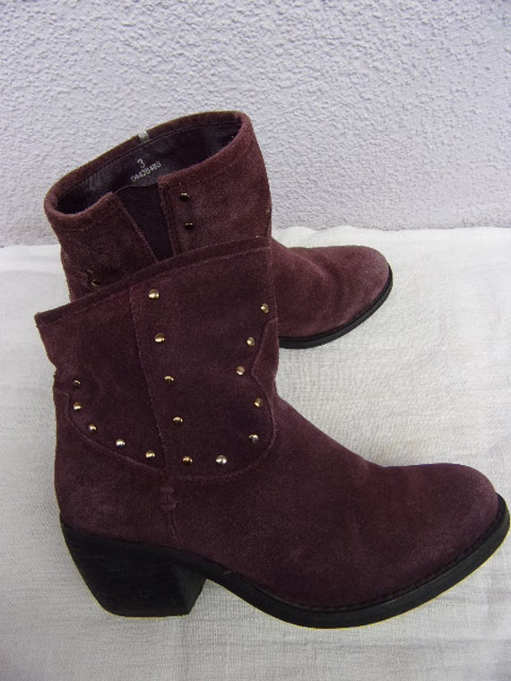 Vintage Womens Boots/Real Suede Upper/Red Brown L… - image 4