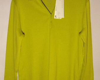 Womens Shirt/ Green Blouse/ Long Sleeve/ Buttons/ V Neck/ S. Oliver Blouse /Summer Blouse/ Cotton Blouse/  Condition Excellent/ Size XL