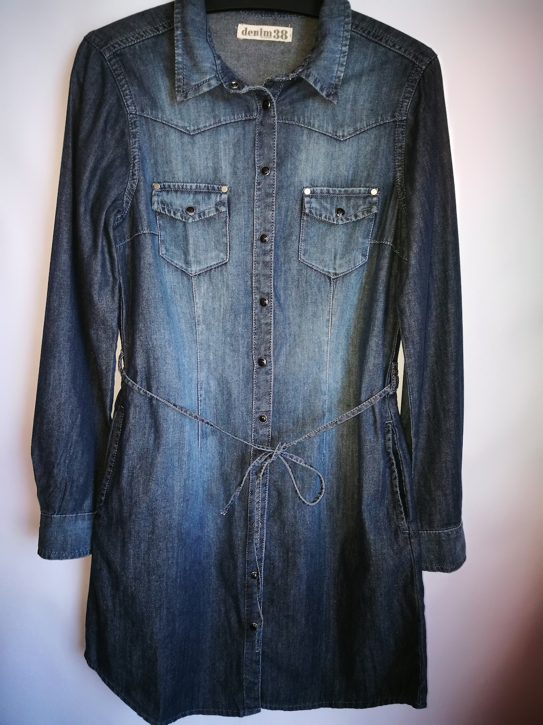 Women Vintage Solid Button Pocket O-Neck Cotton Shirt