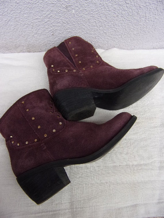 Vintage Womens Boots/Real Suede Upper/Red Brown L… - image 2