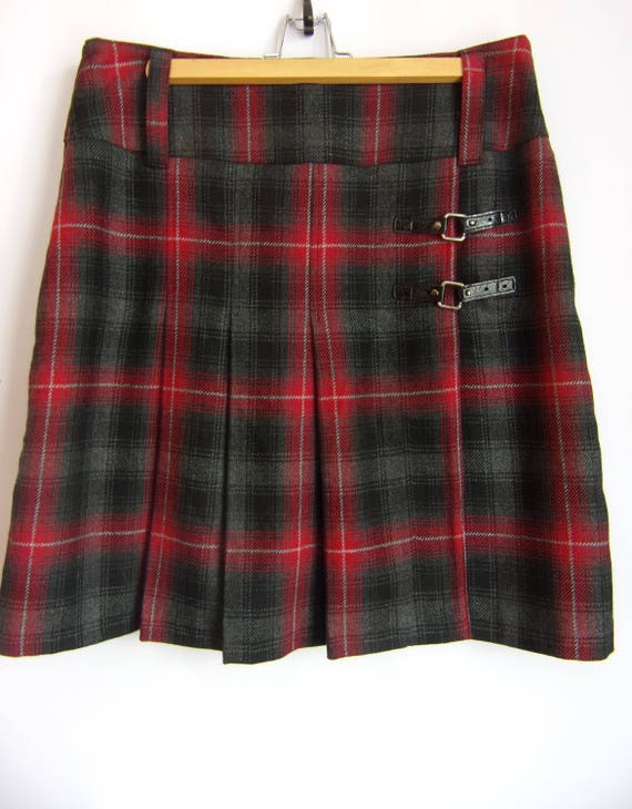 Vintage Women's Skirt/ Gray Black Red Skirt/Warm … - image 3