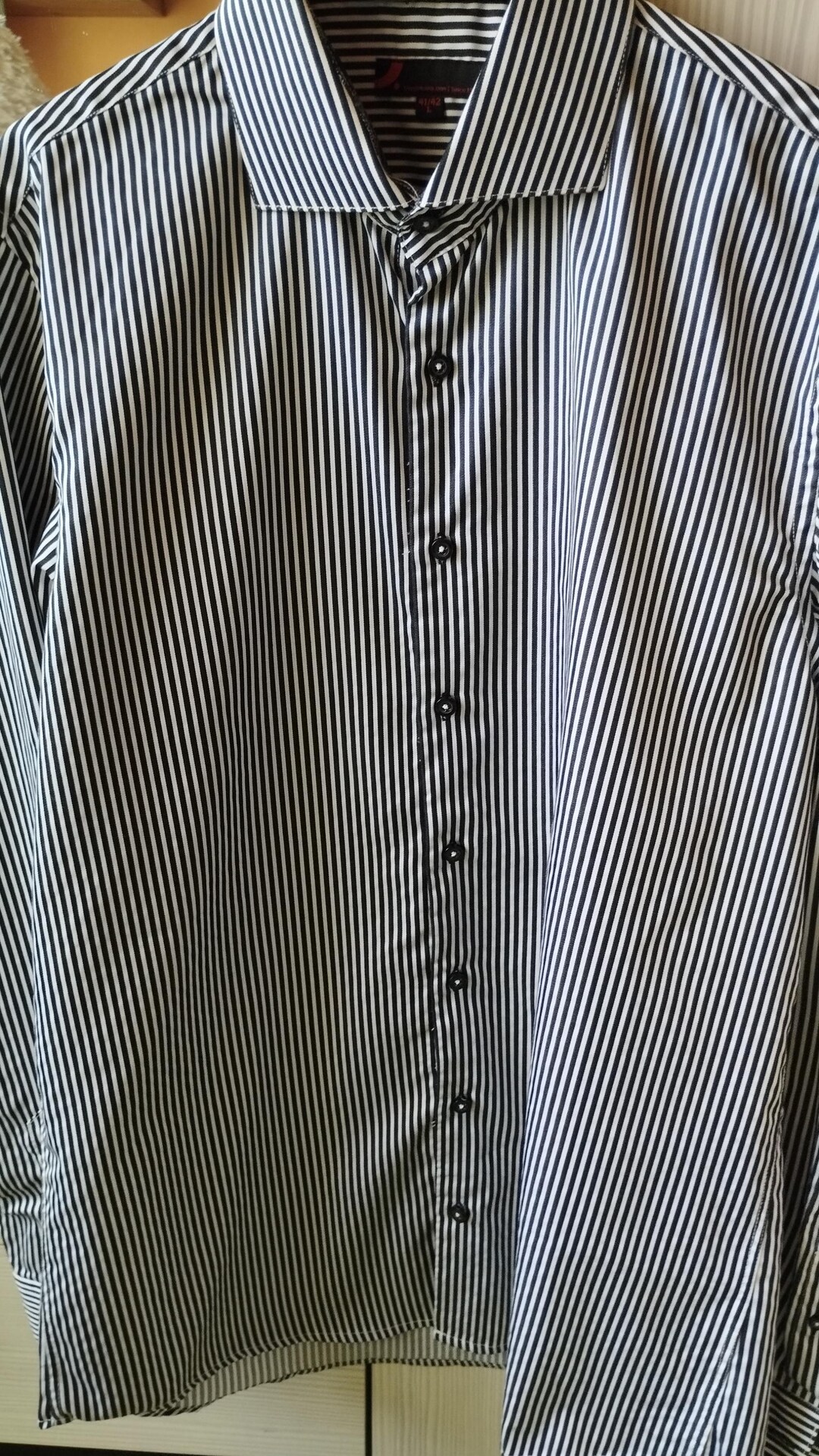 Vintage Mens Shirt/classic Shirt/white Black Striped Cotton Shirt/long ...