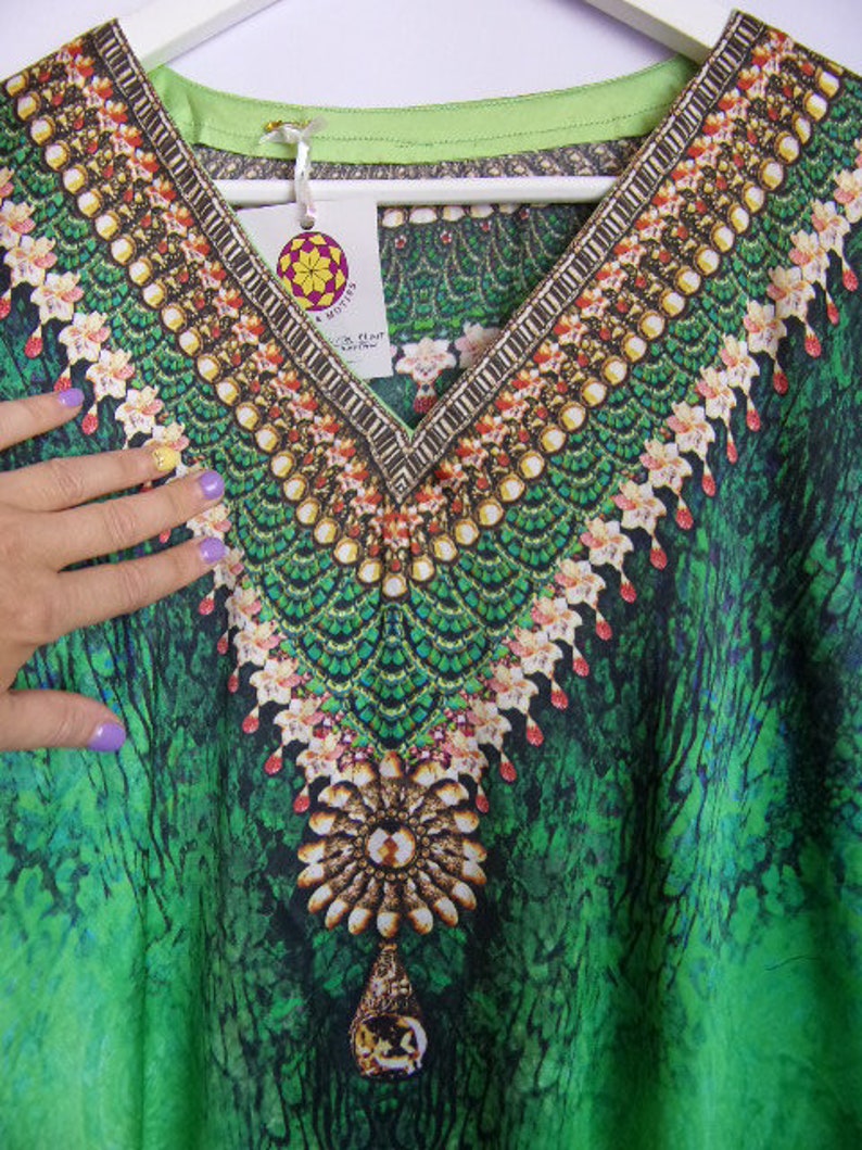 Vintage Women/'s DressSummer DressColorful Dress Green Yellow Pink DressAbstract Print Maxi DressV NeckSize M