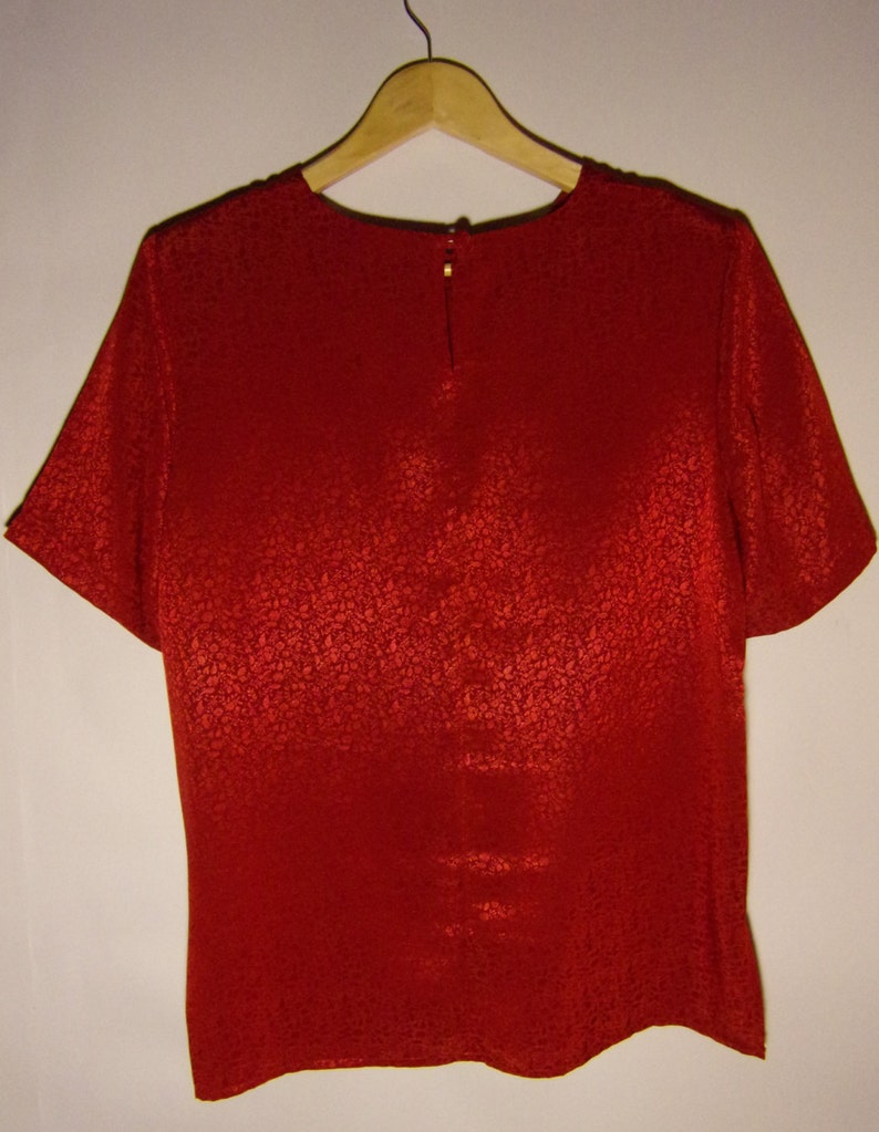 Vintage Womens Blouse/ Red Blouse/ Shiny Blouse/shoulder Pads/ Etsy