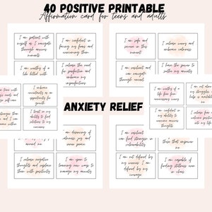 40 tarjetas de afirmación positiva imprimibles para la ansiedad Tarjetas motivacionales para adultos Tarjetas de autoestima regalables Tarjetas de aliento Cuidado personal