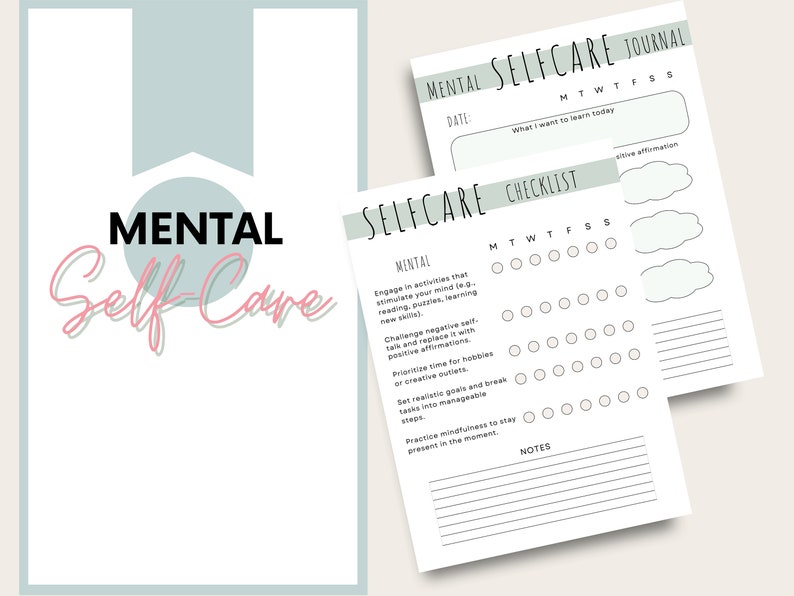 Printable Weekly Selfcare Checklist Bundle, Mental Wellbeing, 12
