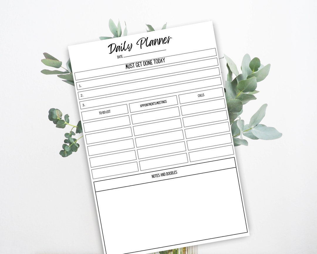 Daily Planner Minimalist Simple Printable Pdf Instant Download to Do ...