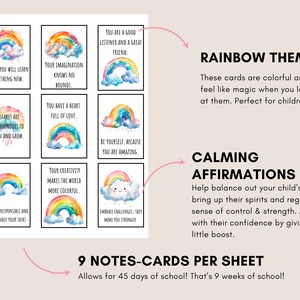 Set von 45 Kinder Notizen für Lunch Box Affirmationen Karten Ermutigung Erinnerungen Motivations Liebeskarten für Kinder geschenkbare Selbstwertschätzungskarten