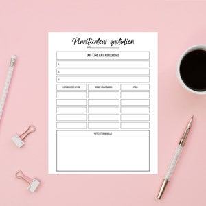 Peut inclure: Un planificateur quotidien imprimable avec des sections pour "À faire aujourd'hui", "Choses à faire", "Routines", "Rendez-vous" et "Notes et rappels".