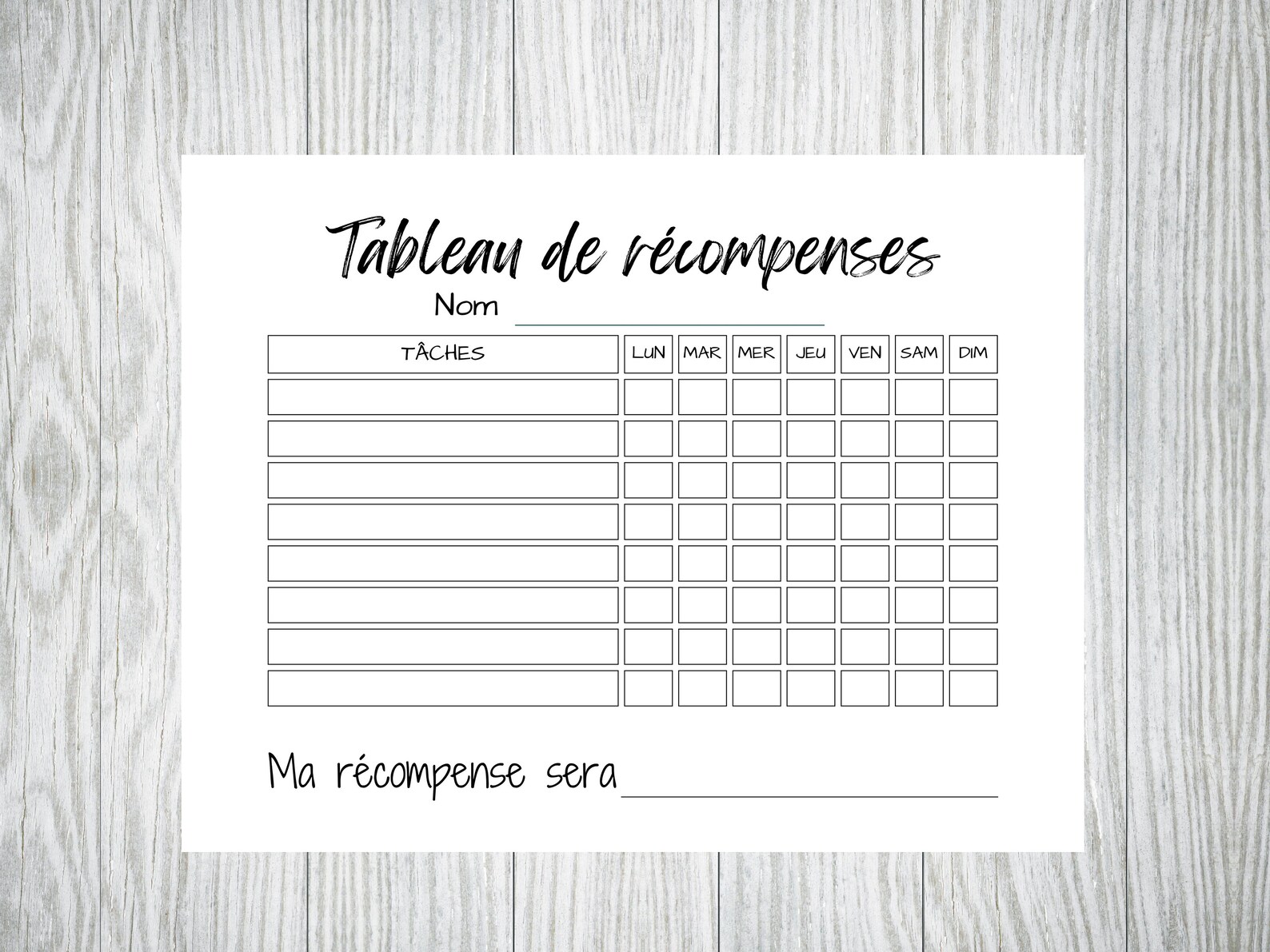 French Reward Charts for Kids Colorful Responsibility Charts Minimalist ...