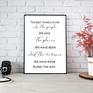 Wall art,  The best things in life are the people we love, Printable Black and White minimalist, Family, Friends, Perfect gift for loved one
