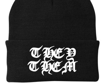 They/Them NB Non Binary Pronouns Embroidered Beanie