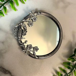 Scorpion Mirror Floral Tattoo Fantasy Mirror Baroque Statement Glass Decor Goth Punk