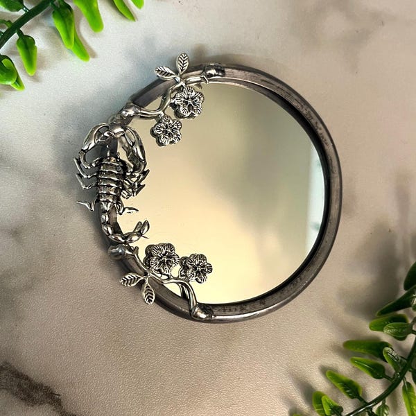 Scorpion Mirror Floral Tattoo Fantasy Mirror Baroque Statement Glass Decor Goth Punk
