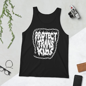 Protect Trans Kids LGBTQ+ Leftist Punk Metal Unisex Tank Top