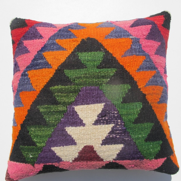 Free Shipping Kilim Pillow Cover, Tribal Throw Pillow, Aztec Pillow Cover, Boho Pillow 16"X16" Kilim Cushion,Throw Pillow