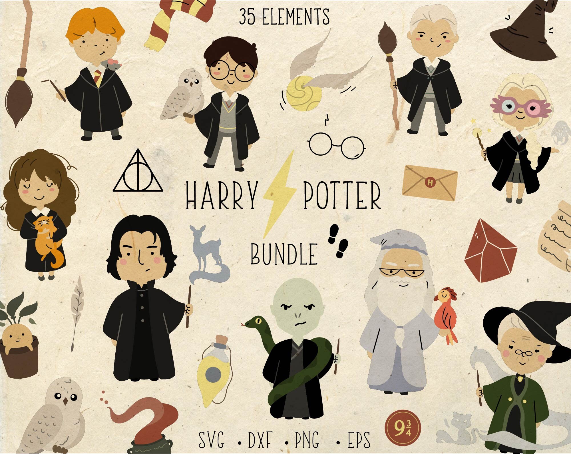 Harry Potter SVG bundle, Harry Potter digital clipart, Harry Potter n…