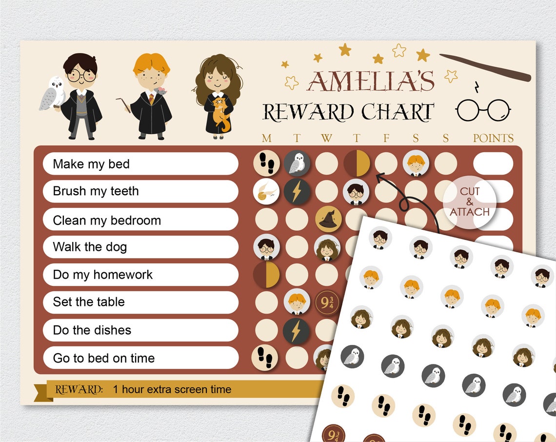 Harry Potter Chore Chart for kids To do list Chore Chart | Etsy