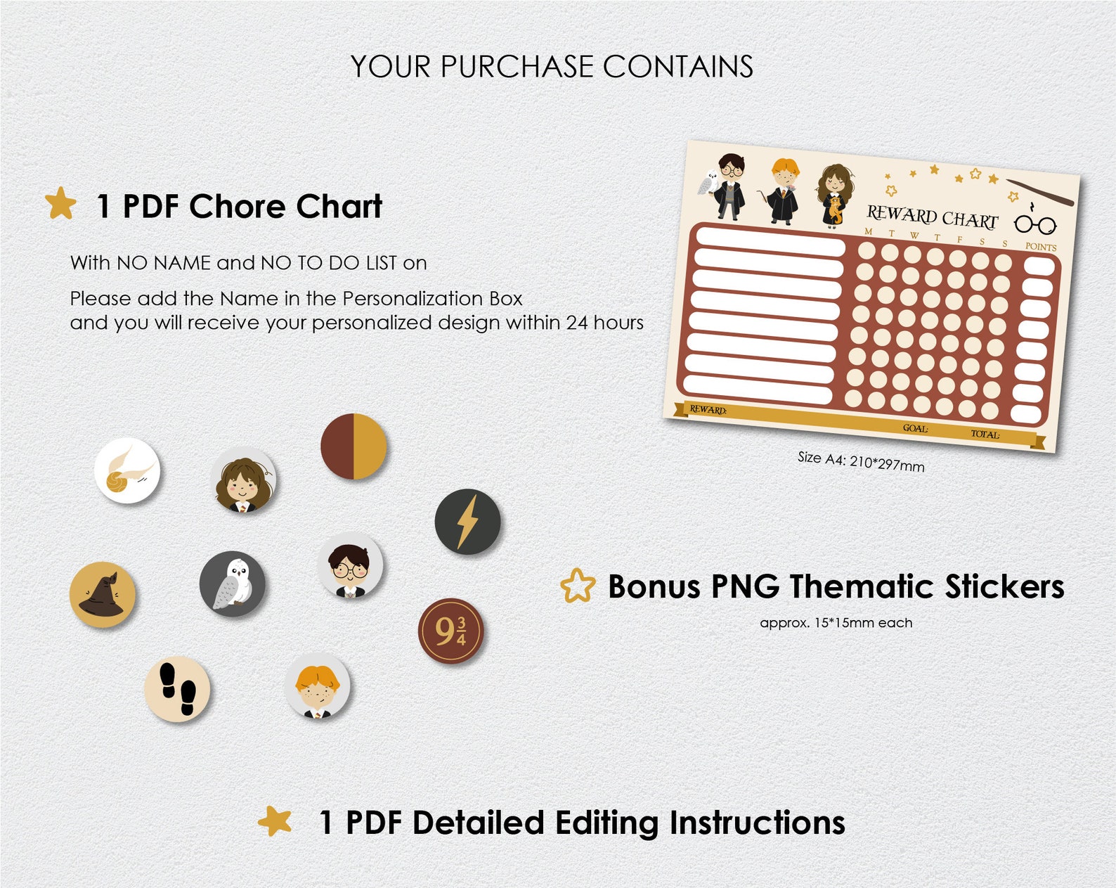 Harry Potter Chore Chart for kids To do list Chore Chart | Etsy