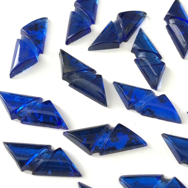 Vintage Art Deco Shabby Chic Thunderbolt Geometric Glass Cabochons