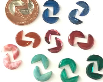 24 Vintage Crescent Rhinestone Cabochons