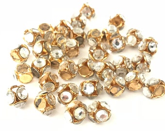 Vintage Gold Tone Swarovski Rondelle Spacer Beads (20) -AS IS