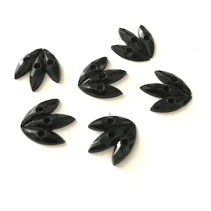 Vintage Art Deco Pointed Leaf Claw Black Cabochons with Holes for Rhinestones