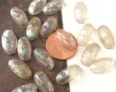 16 Vintage Iridescent Coated Clear Glass Cabochons