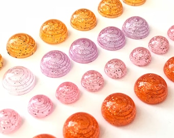 Vintage Plastic Round Ball Cap Snap Beads // Shimmering Lucite Beads // Vintage Plastic Beads