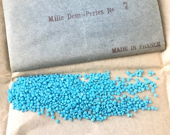 Made in France Turquoise Glass Flat Back Stones 2.3mm (25) Turquoise half round bead findings