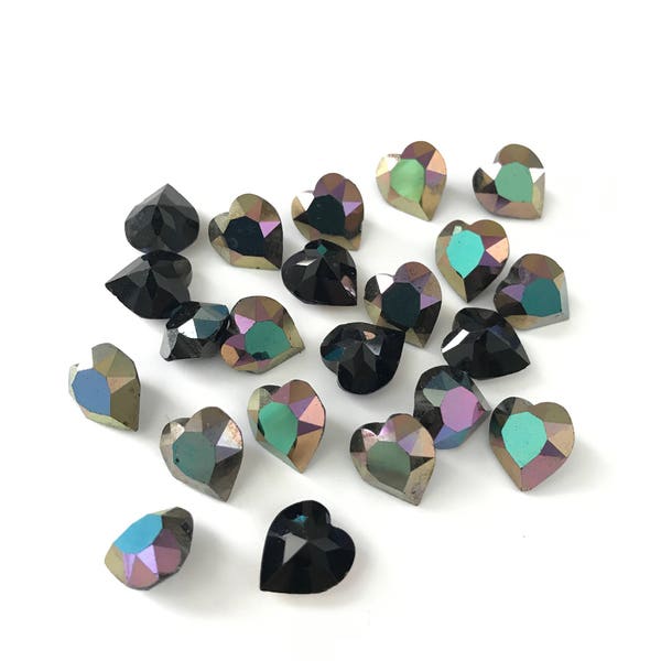 Vintage Faceted Glass Heart Rhinestones