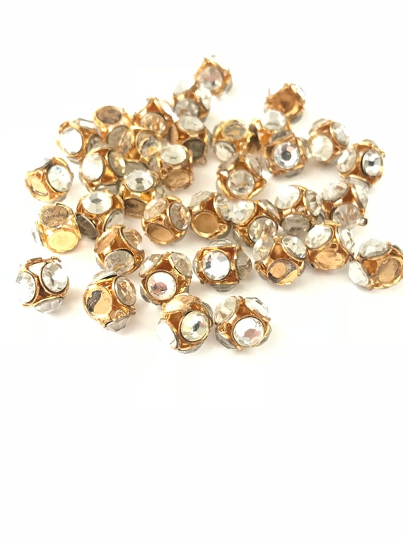 Vintage Gold Tone Swarovski Rondelle Spacer Beads (20) -AS  display picture 3