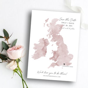 ENGLISH Wedding Save the Date Template | Instant Download | Save the Date Card | Save Our Date | Wedding Save Date | Watercolour UK Map