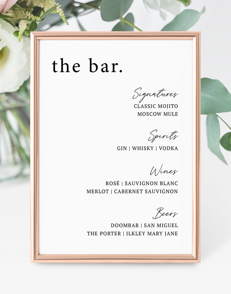 SIGNATURE 5x7 Drink Menu Template Printable Bar Menu - Etsy