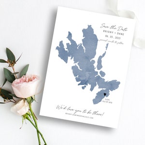 ISLE of SKYE Wedding Save the Date Template | Instant Download | Save the Date | Save Our Date | Wedding Save Date | Watercolour Map