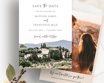 Tuscany Wedding Save the Date Template | Watercolor Italy (Instant Download)