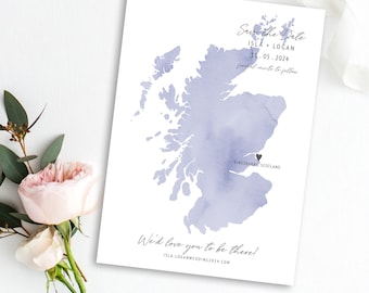 Scotland Watercolor Map Save the Date | Wedding Invitation (Digital Download)