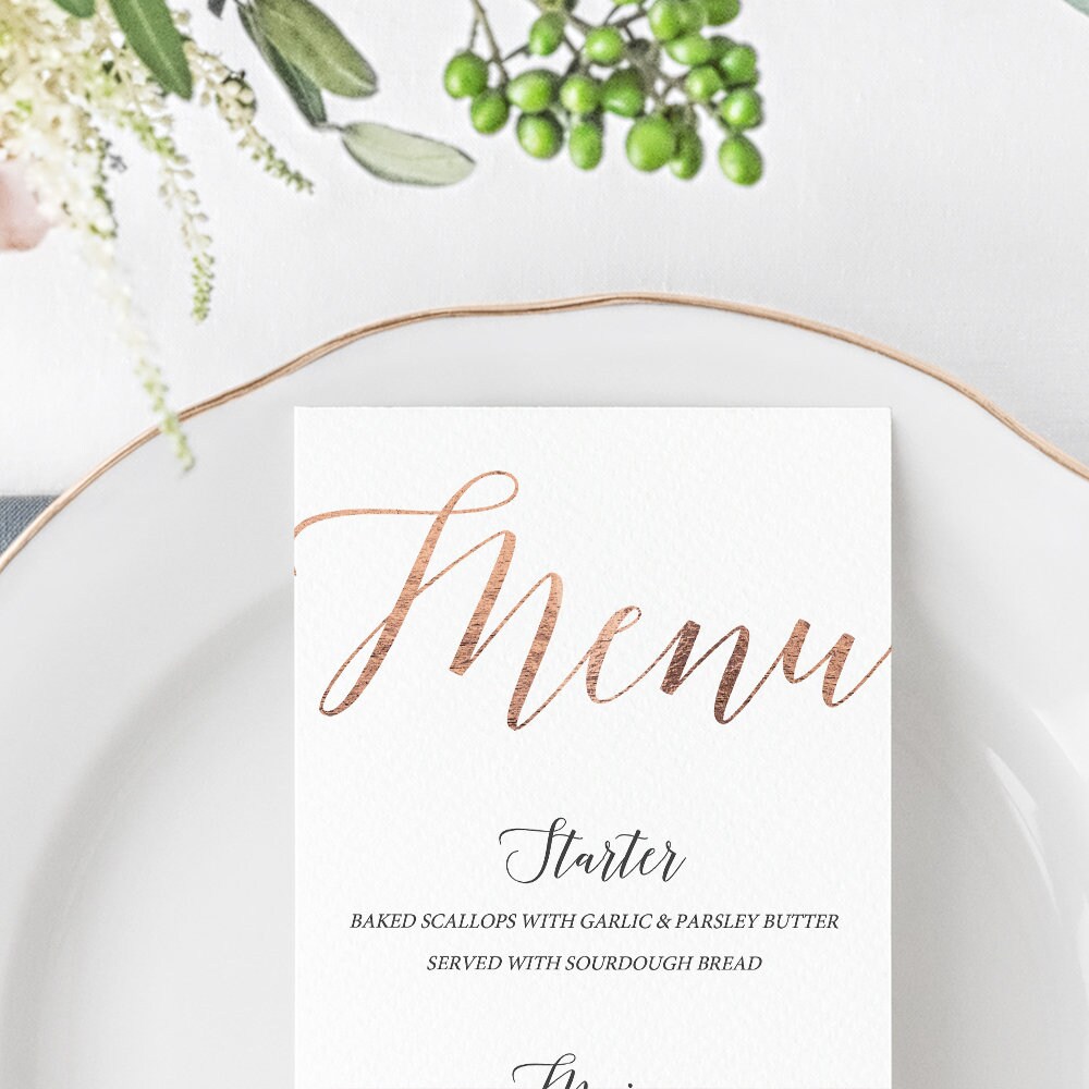 Rose Gold Geode Menu Printable Menu Wedding Menu Editable - Etsy