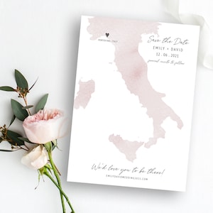 ITALY Wedding Save Date Template | Instant Download | Save the Date | Save Our Date | Wedding Save Date | Watercolour Italy Map | Destiny