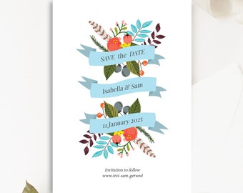 Floral Wedding Save the Date Template (Instant Download)
