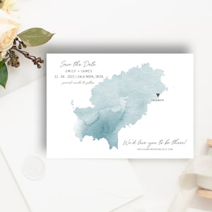IBIZA Wedding Save the Date Template | Instant Download | Save the Date | Save Our Date | Wedding Save Date | Watercolour Map | Destiny