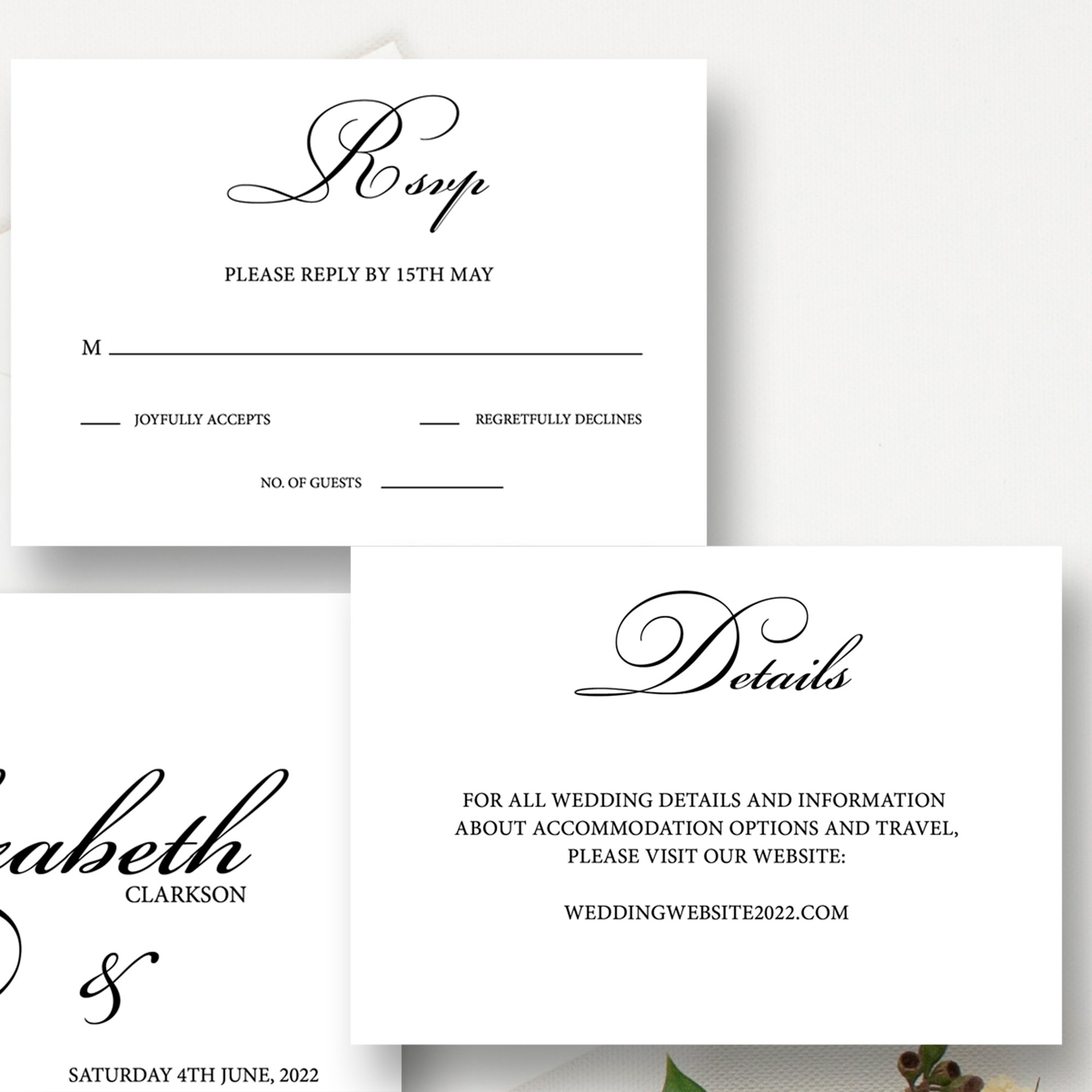 Invitations Printable Template Wedding Invitation & RSVP Card ...