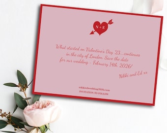 Valentine Heart Wedding Save the Date Template (Instant Download)