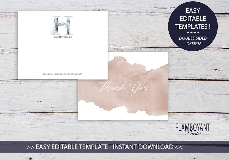 Instant Download Personalised Notes Printable Template Whimsical Monogram H