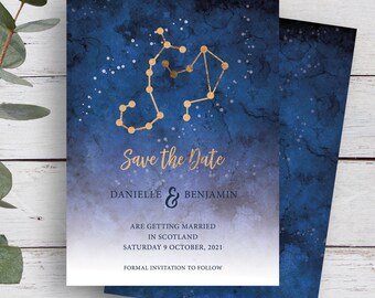 Scorpio & Libra Save the Date Template, Starry Sky Invitation (Printable)