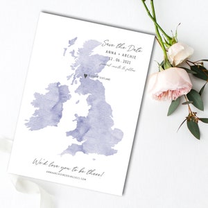 SCOTTISH Wedding Save the Date Template | Instant Download | Save the Date | Save Our Date | Wedding Save Date | Watercolour Map | Destiny