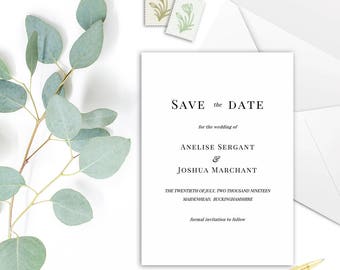 ANELISE, Save the Date Printable Template, Wedding Save the Date Template, Printable Wedding Stationery, DIY, Edit Print Trim!