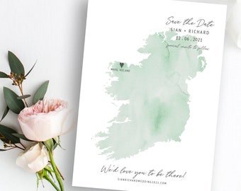 IRISH Wedding Save the Date Template | Instant Download | Save the Date | Save Our Date | Wedding Save Date | Watercolour Map | Destiny