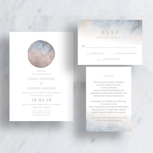 Celestial Wedding Invitation, Printable Wedding Invitation, RSVP card, Details Card, To the Moon and Back