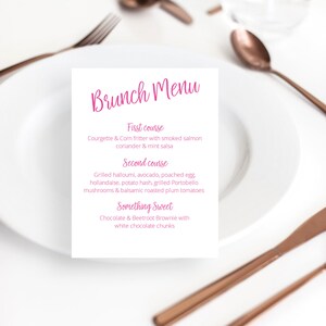 Sydney Menu, Printable Template - Instant Download